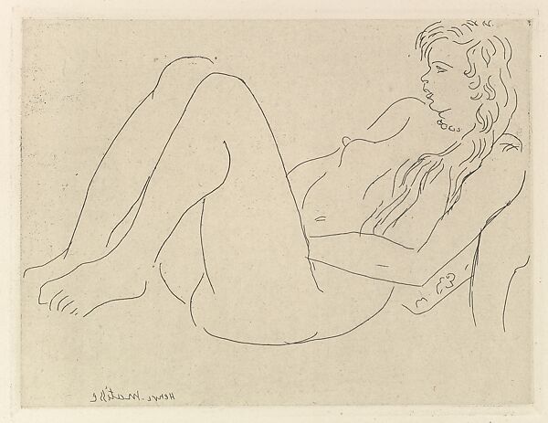 Nude with a Necklace and Long Hair, Henri Matisse (French, Le Cateau-Cambrésis 1869–1954 Nice), Etching on chine collé 