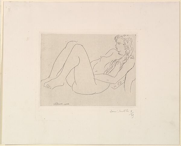 Nude with a Necklace and Long Hair, Henri Matisse (French, Le Cateau-Cambrésis 1869–1954 Nice), Etching on chine collé