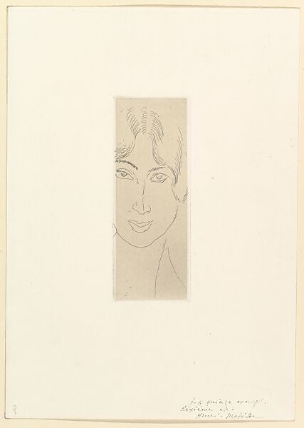 Mlle Landsberg with a Long Face, Henri Matisse (French, Le Cateau-Cambrésis 1869–1954 Nice), Etching on chine collé