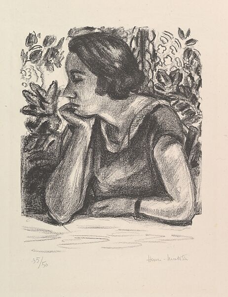 Face in Profile, Resting on an Arm, Henri Matisse (French, Le Cateau-Cambrésis 1869–1954 Nice), Lithograph 