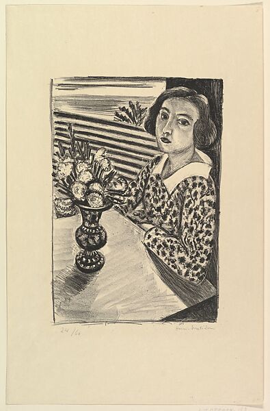 Seated Young Woman with a Bouquet of Flowers, Henri Matisse (French, Le Cateau-Cambrésis 1869–1954 Nice), Lithograph 