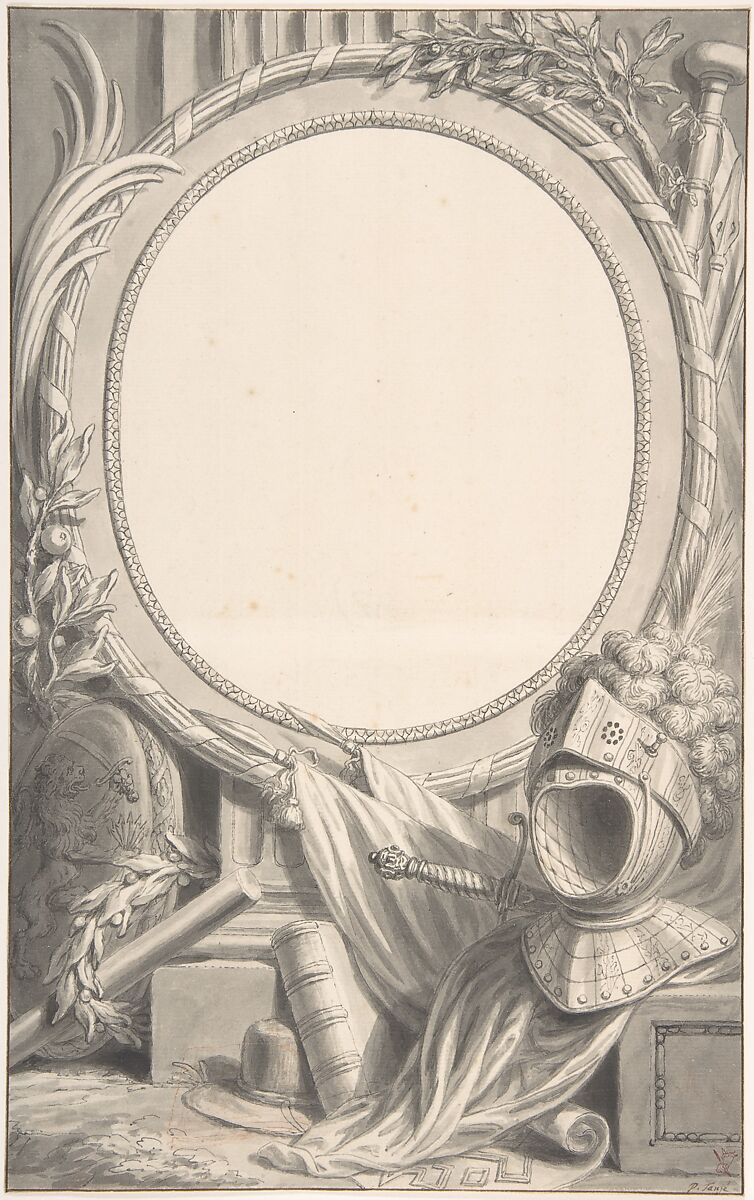 Design for an Ornamental Frame, Pieter Tanjé (Dutch, Bolsward 1706–1761 Amsterdam), Pen and gray ink, brush and gray wash 