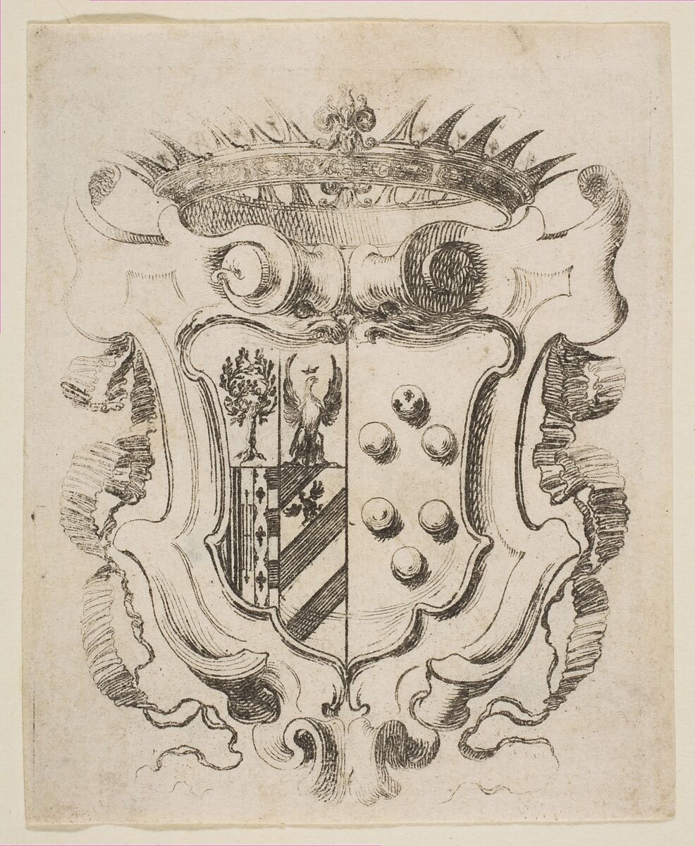 Arms of the Medici with Della Rovere, Etched by Stefano della Bella (Italian, Florence 1610–1664 Florence), Etching 