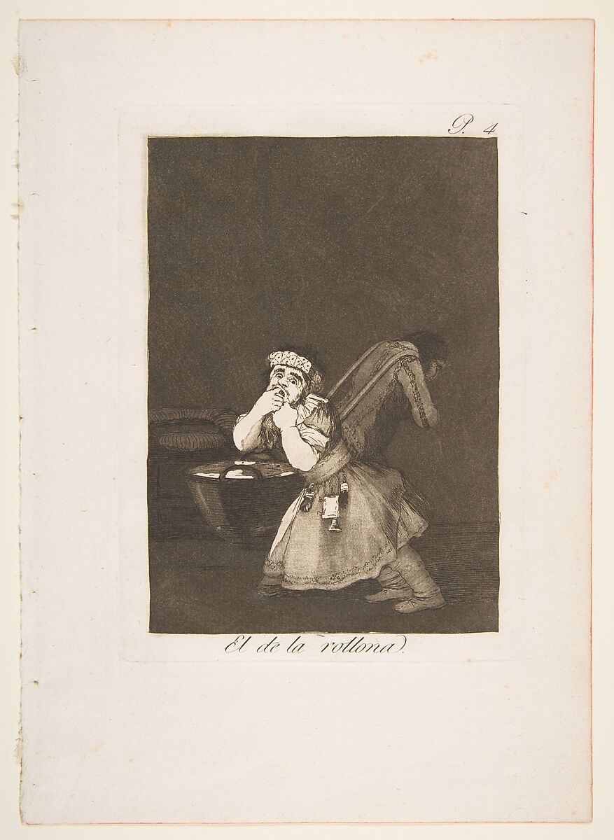 Plate 4 from "Los Caprichos": Nanny's boy (El de la rollona), Goya (Francisco de Goya y Lucientes) (Spanish, Fuendetodos 1746–1828 Bordeaux), Etching, burnished aquatint 