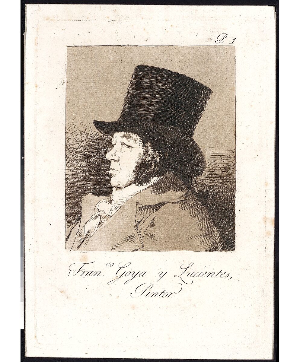 Plate 1 from "Los Caprichos": Self-portrait, Goya (Francisco de Goya y Lucientes) (Spanish, Fuendetodos 1746–1828 Bordeaux), Etching, aquatint, drypoint and burin