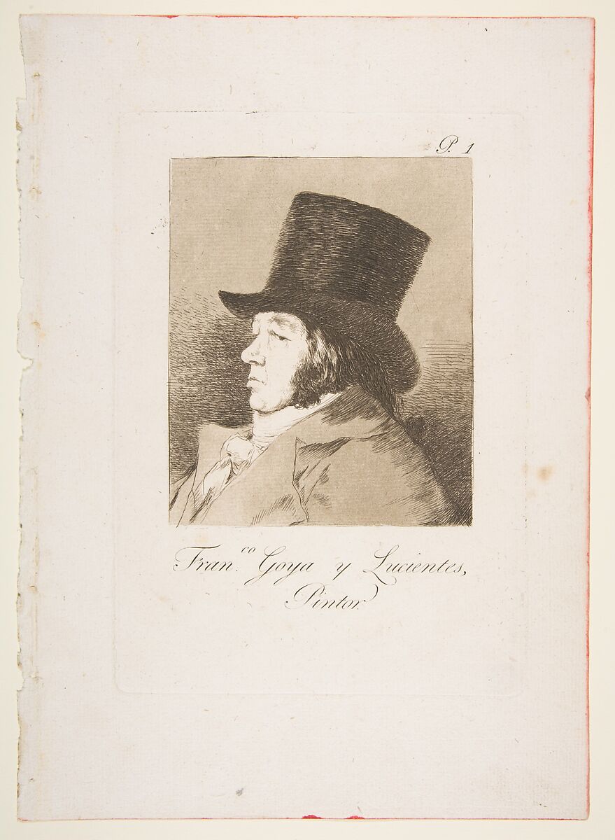 Plate 1 from "Los Caprichos": Self-portrait, Goya (Francisco de Goya y Lucientes) (Spanish, Fuendetodos 1746–1828 Bordeaux), Etching, aquatint, drypoint and burin 