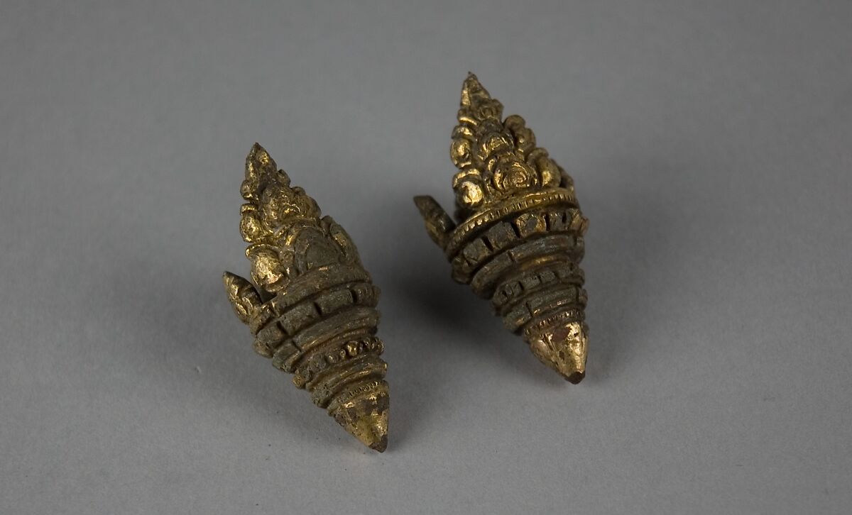 Ear Clip, Bronze with gilding, Cambodia 