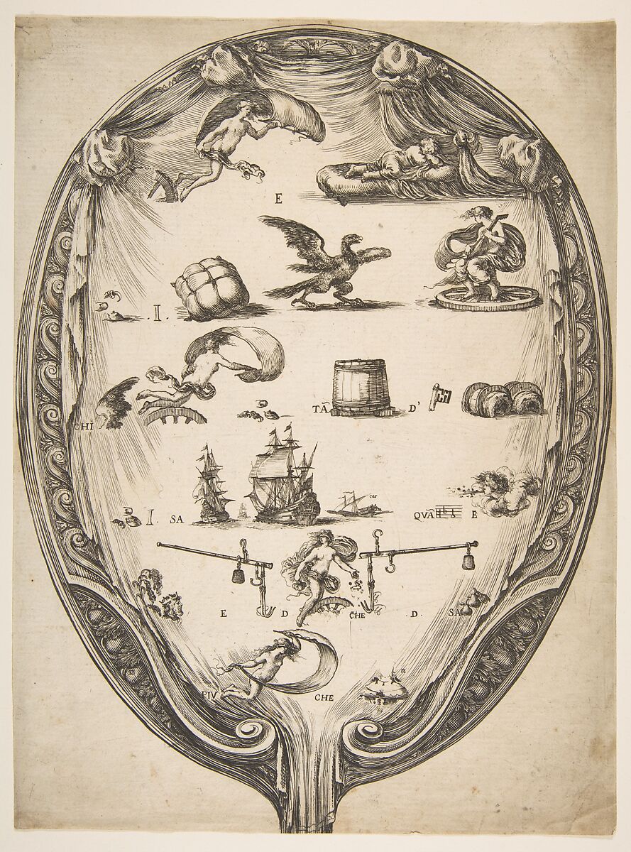 Screen with Rebus of Fortune, Etched by Stefano della Bella (Italian, Florence 1610–1664 Florence), Etching, state ii 