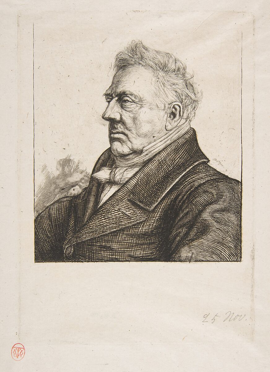 The Breton archaeologist Louis Jacques Marie Bizeul,  after a photograph, Charles Meryon (French, 1821–1868), Etching with engraving on laid paper; second state of five 