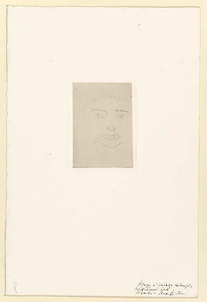 Irène – Face, Henri Matisse (French, Le Cateau-Cambrésis 1869–1954 Nice), Etching on chine collé