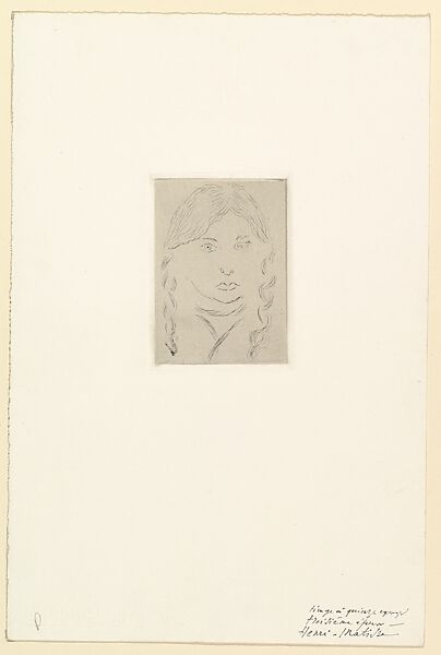 Irène, with two braids, Henri Matisse (French, Le Cateau-Cambrésis 1869–1954 Nice), Etching on chine collé