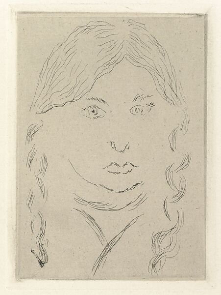 Irène, with two braids, Henri Matisse (French, Le Cateau-Cambrésis 1869–1954 Nice), Etching on chine collé 