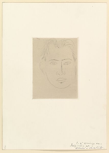 Large Face Massia, Henri Matisse (French, Le Cateau-Cambrésis 1869–1954 Nice), Etching on chine collé