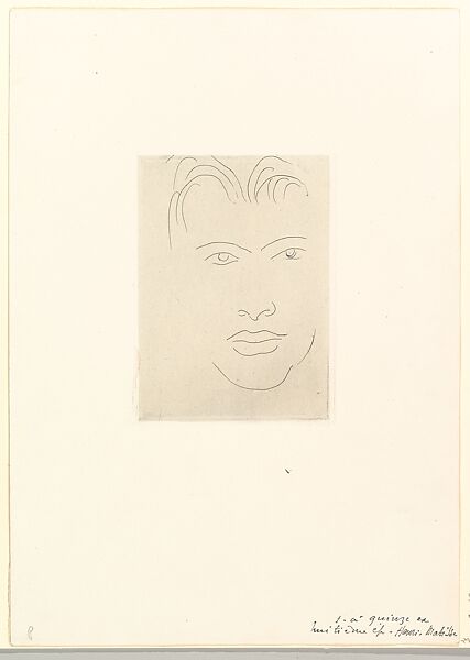 Massia with Allogated Face, Henri Matisse (French, Le Cateau-Cambrésis 1869–1954 Nice), Etching on chine collé