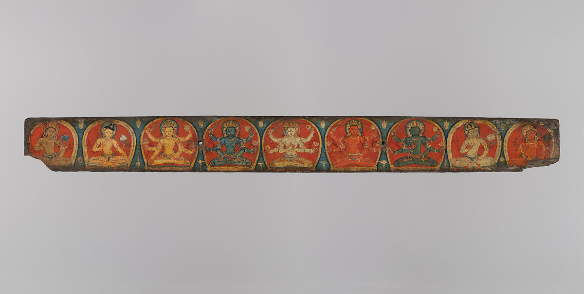 Pair of Manuscript Covers with Buddhist Deities, Ink and color on wood, Nepal