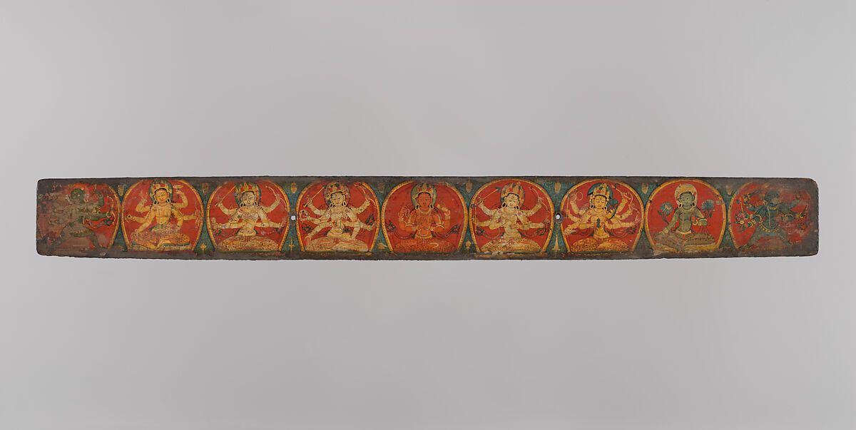 Pair of Manuscript Covers with Buddhist Deities, Ink and color on wood, Nepal