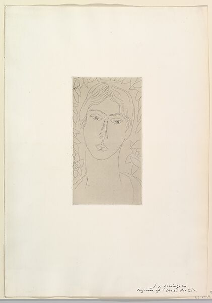 Mlle Landsberg (large plate), Henri Matisse (French, Le Cateau-Cambrésis 1869–1954 Nice), Etching on chine collé