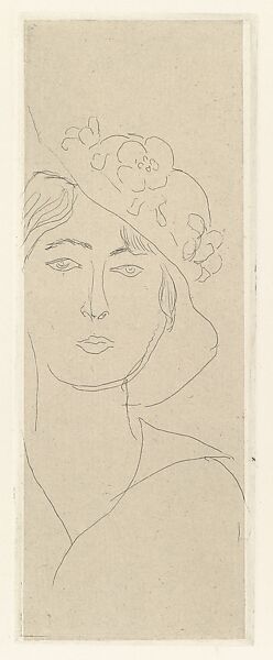 Mlle Landsberg with a Flowery Hat, Henri Matisse (French, Le Cateau-Cambrésis 1869–1954 Nice), Etching on chine collé 