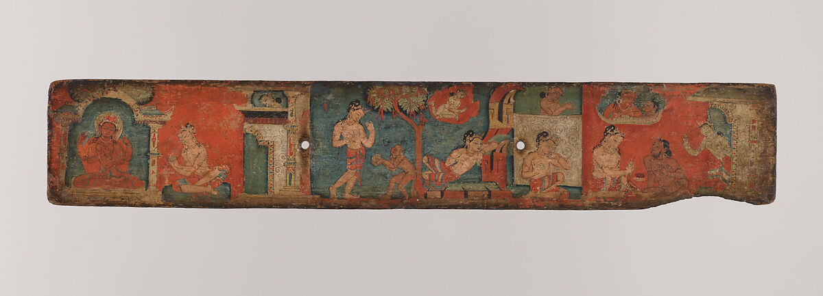 Pair of Manuscript Covers Illustrating Sadaprarudita’s Self-Sacrifice, Distemper on wood, Nepal, Kathmandu Valley