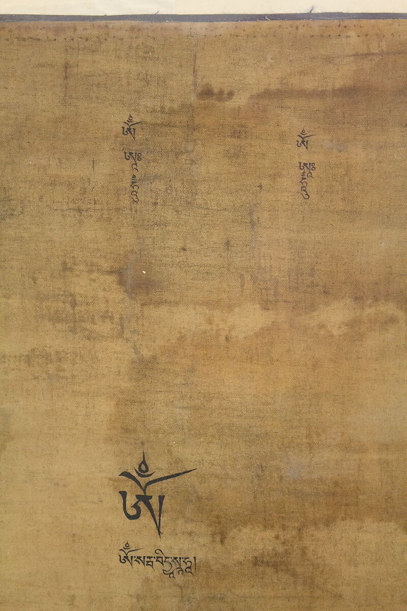 Sadaksari-Lokeshvara Surrounded by Manifestations and Monks, Distemper, gold and ink on cloth, Tibet