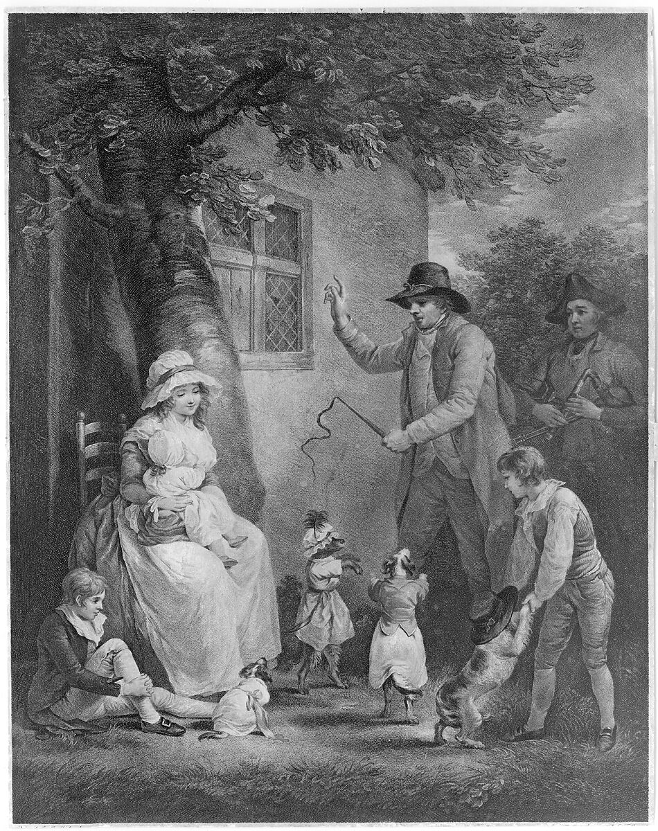 Dancing Dogs, Thomas Gaugain (British, London 1756–ca. 1810 London), Stipple engraving, printed in color 