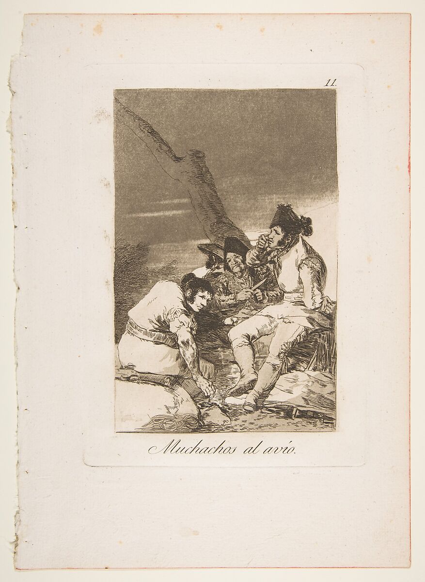 Plate 11 from "Los Caprichos": Lads Making Ready (Muchachos al Avío), Goya (Francisco de Goya y Lucientes) (Spanish, Fuendetodos 1746–1828 Bordeaux), Etching, burnished aquatint, burin 