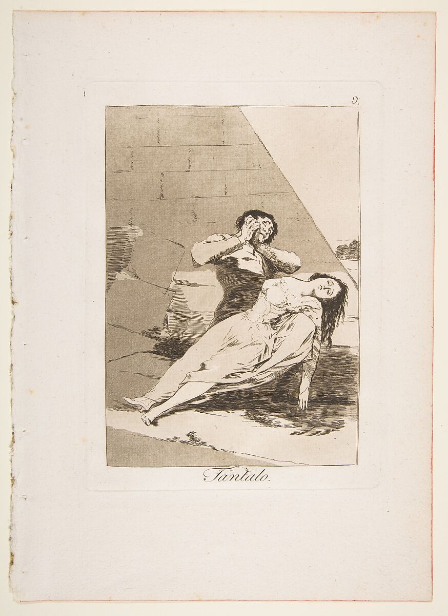 Plate 9 from "Los Caprichos": Tantalus (Tantalo), Goya (Francisco de Goya y Lucientes) (Spanish, Fuendetodos 1746–1828 Bordeaux), Etching, burnished aquatint