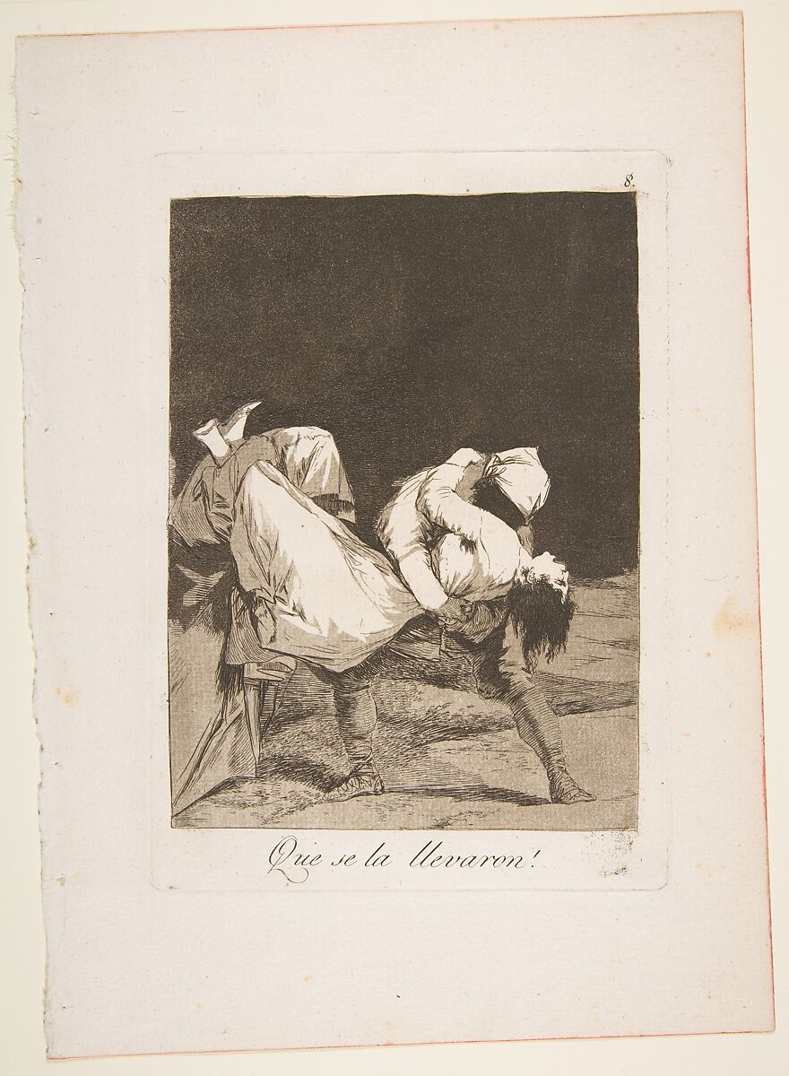 Plate 8 from "Los Caprichos": They carried her off! (Que se la llevaron!), Goya (Francisco de Goya y Lucientes) (Spanish, Fuendetodos 1746–1828 Bordeaux), Etching, burnished aquatint 
