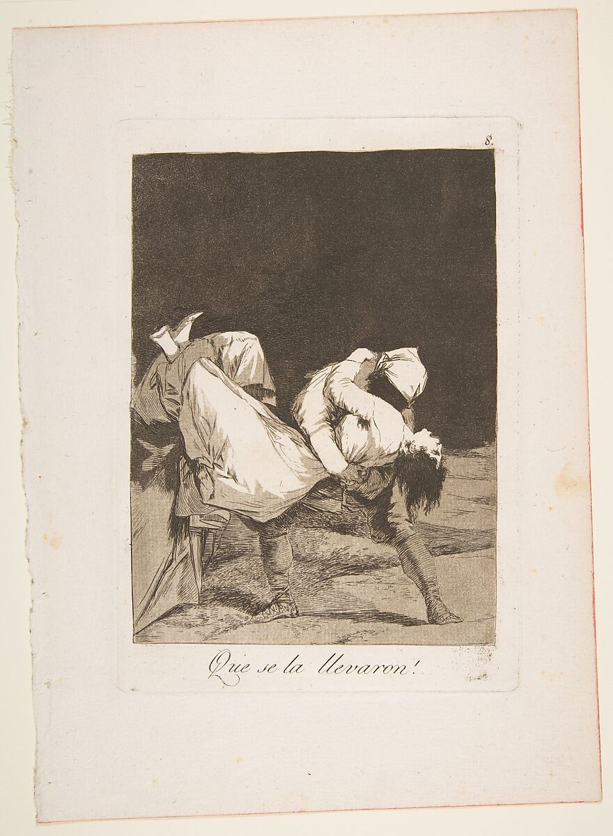 Plate 8 from "Los Caprichos": They carried her off! (Que se la llevaron!), Goya (Francisco de Goya y Lucientes)  Spanish, Etching, burnished aquatint