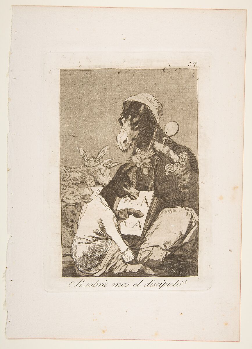 Plate 37 from "Los Caprichos": Might not the pupil know more? (Si Sabrá mas el discipulo?), Goya (Francisco de Goya y Lucientes) (Spanish, Fuendetodos 1746–1828 Bordeaux), Etching, burnished aquatint, burin 