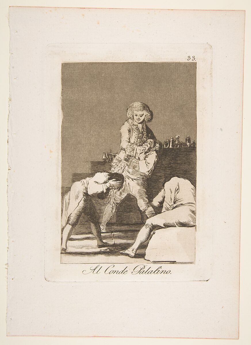 Plate 33 from "Los Caprichos": To the Count Palatine (Al Conde Palatino), Goya (Francisco de Goya y Lucientes) (Spanish, Fuendetodos 1746–1828 Bordeaux), Etching, burnished aquatint, drypoint, burin 