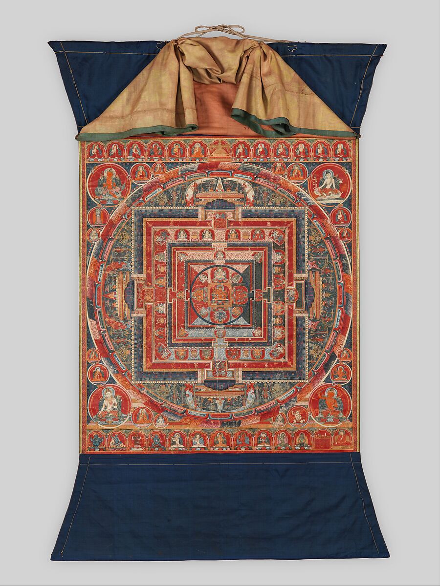 Mandala of Manjuvajra, Tantric Form of the Bodhisattva Manjushri, Distemper on cloth, Tibet 