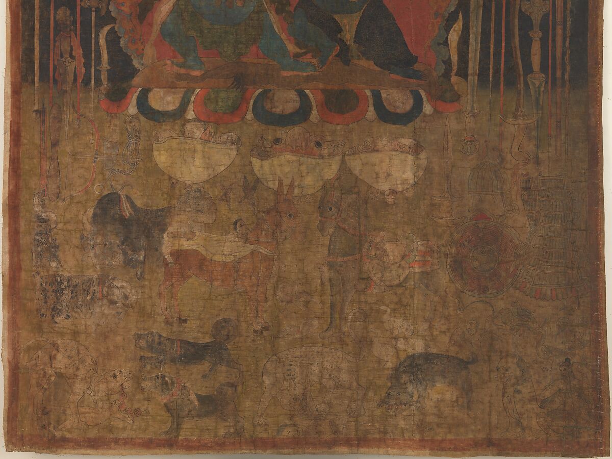 Offerings to Wrathful Deities, Distemper and ink on cloth, Tibet