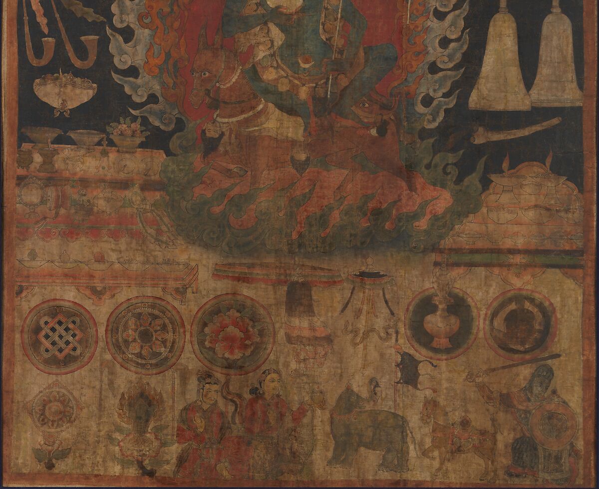Offerings to the Goddess Palden Lhamo, Distemper and ink on cloth, Tibet