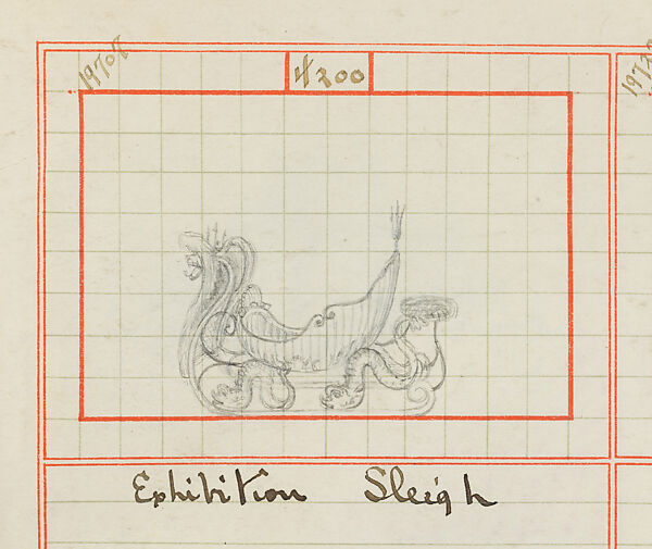 Carriage Draft Book 1893–1905, Brewster &amp; Co. (American, New York), Red ink grid and graphite drawings. Some drawings include notations in graphite and red and black ink.
