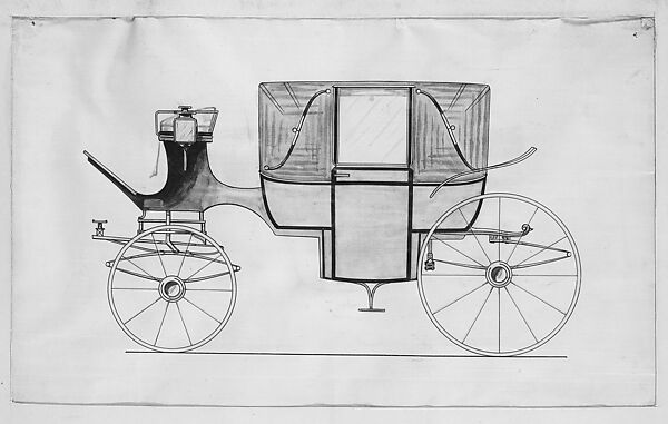 Family Carriages, Series 1, Brewster &amp; Co. (American, New York), Ink and water color on calque 