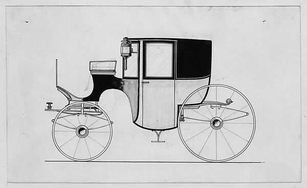 Family Carriages: Series 1, Brewster &amp; Co. (American, New York), Ink and water color on calque