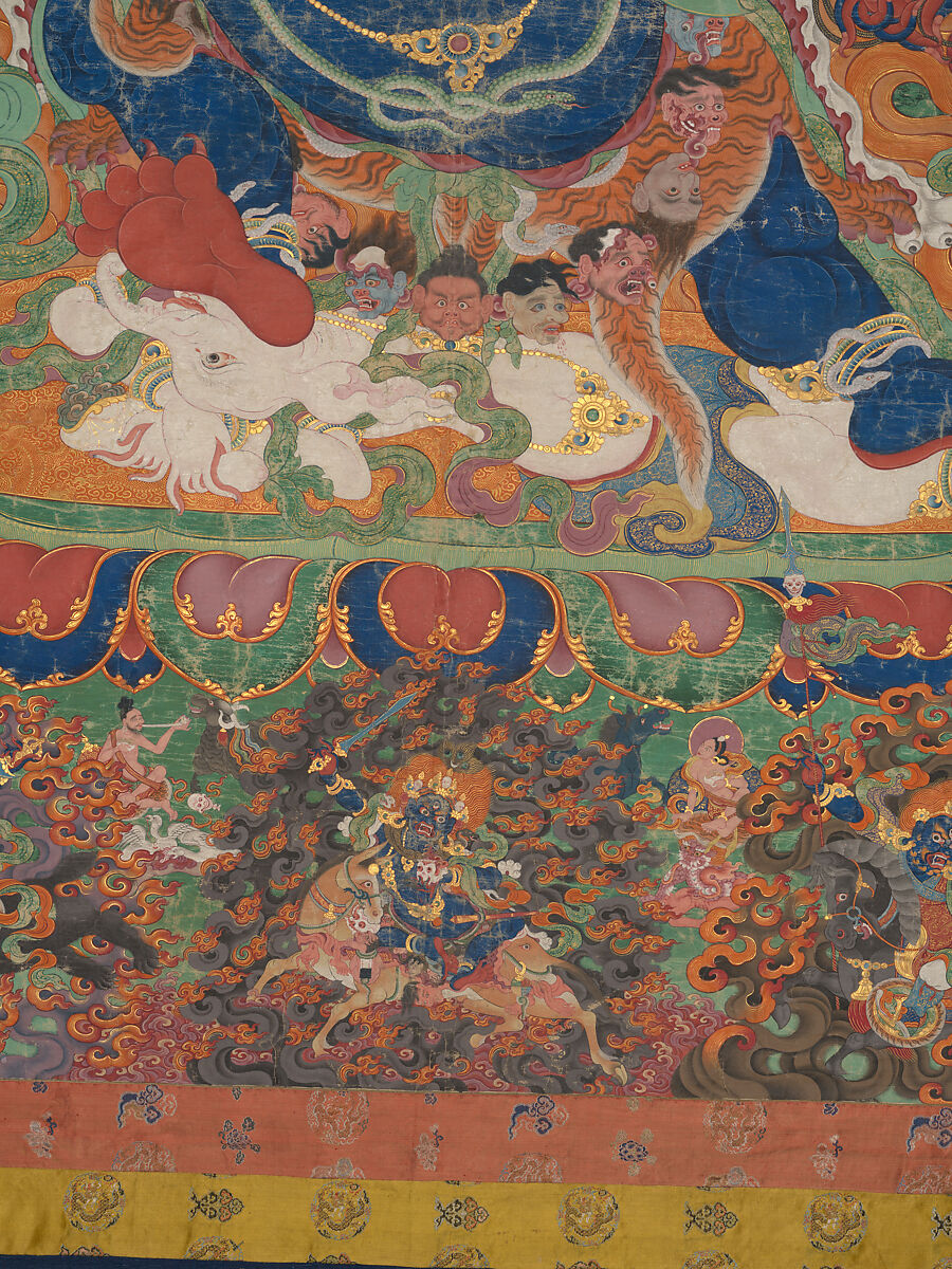 The Wrathful Protector Mahakala, Tantric Protective Form of Avalokiteshvara, Distemper on cloth, Tibet