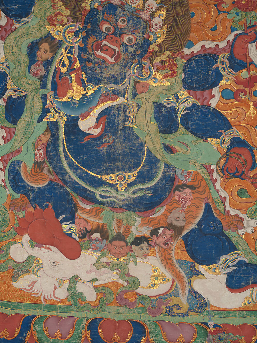 The Wrathful Protector Mahakala, Tantric Protective Form of Avalokiteshvara, Distemper on cloth, Tibet