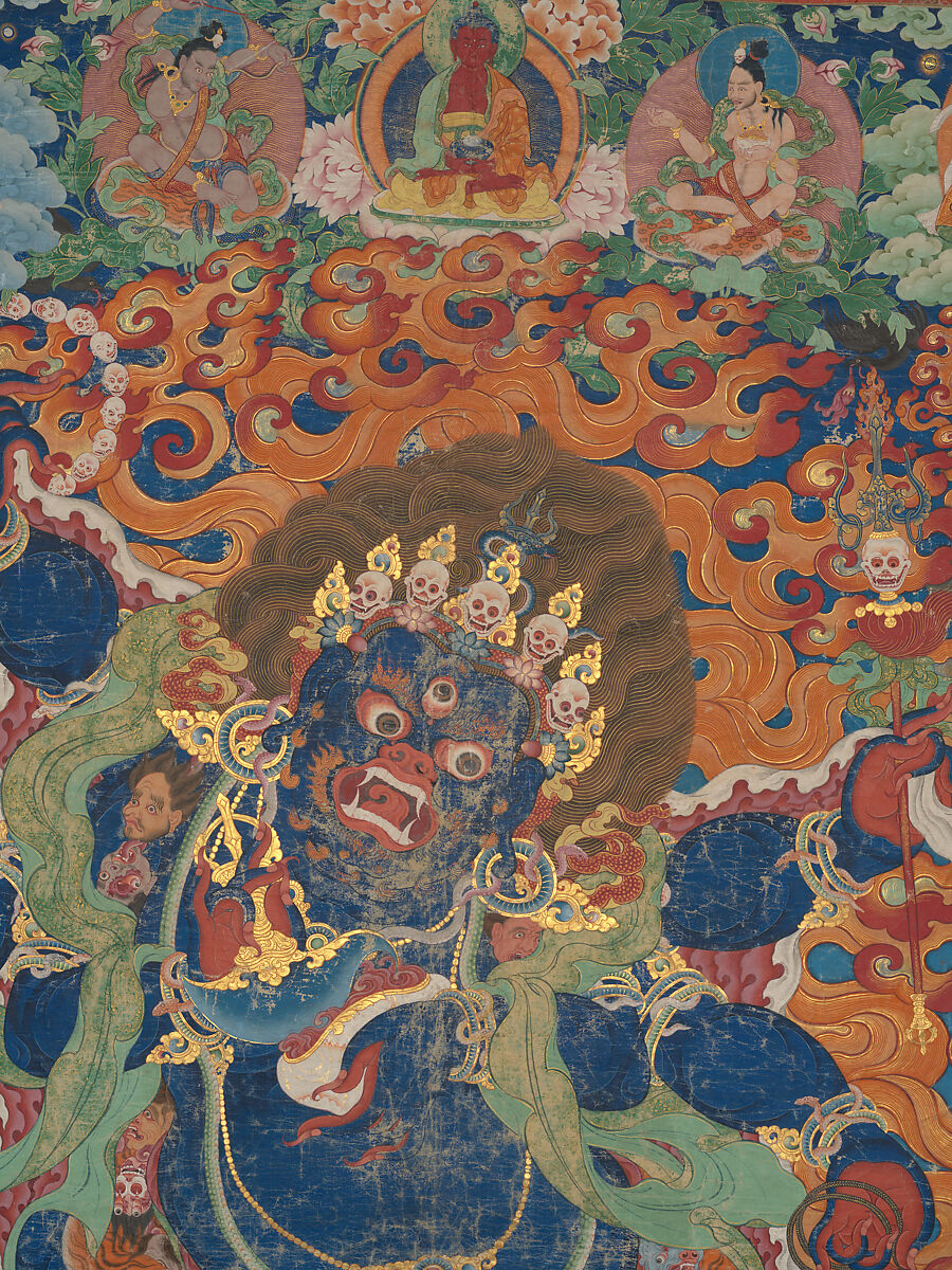 The Wrathful Protector Mahakala, Tantric Protective Form of Avalokiteshvara, Distemper on cloth, Tibet
