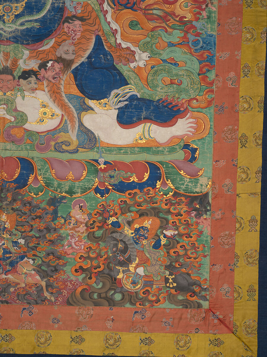 The Wrathful Protector Mahakala, Tantric Protective Form of Avalokiteshvara, Distemper on cloth, Tibet