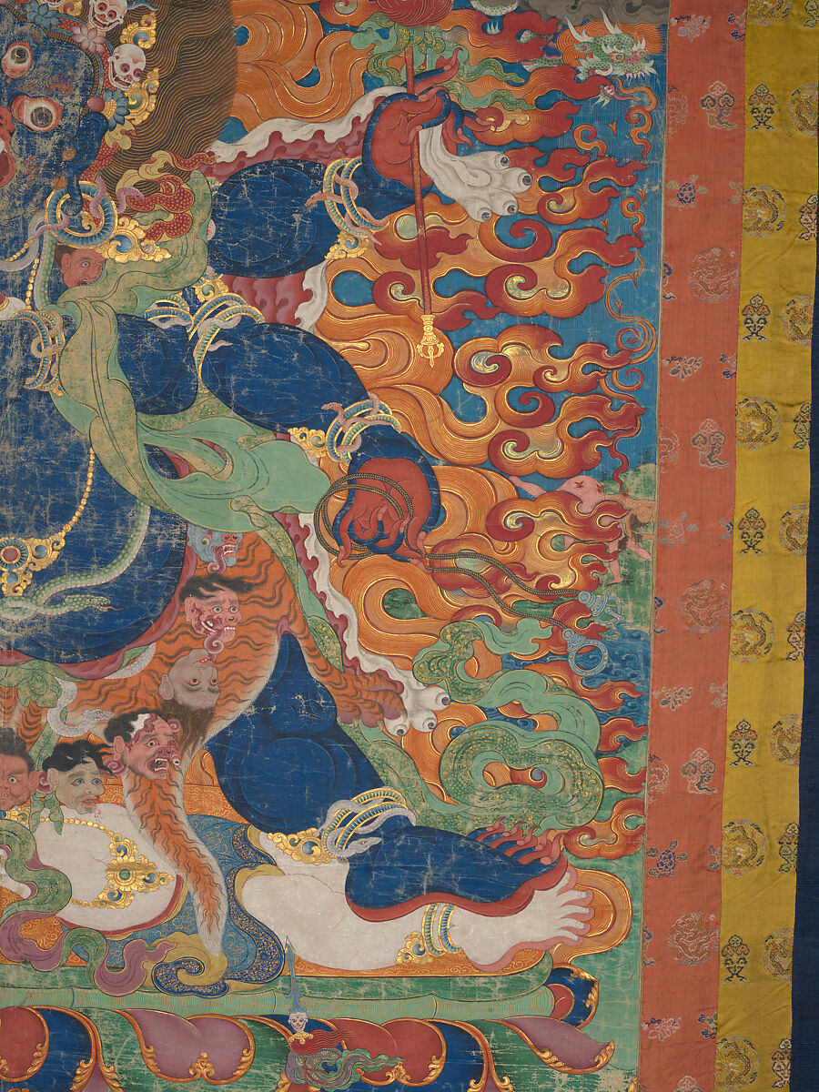 The Wrathful Protector Mahakala, Tantric Protective Form of Avalokiteshvara, Distemper on cloth, Tibet