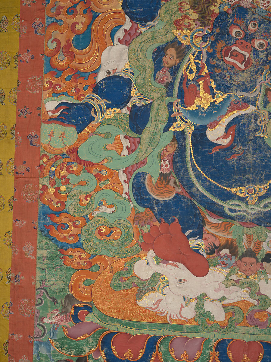 The Wrathful Protector Mahakala, Tantric Protective Form of Avalokiteshvara, Distemper on cloth, Tibet