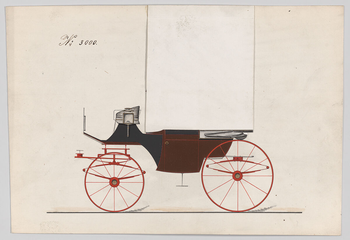 Design for Landaulet, no. 3000, Brewster &amp; Co. (American, New York), Pen and black ink, watercolor and gouache with gum arabic and metallic ink 