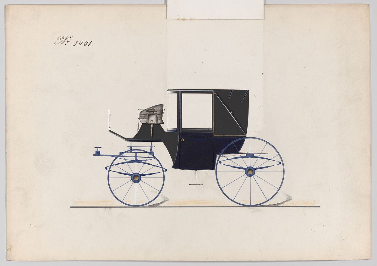 Landaulet #3001, Brewster &amp; Co. (American, New York), Pen and black ink, watercolor and gouache with gum arabic