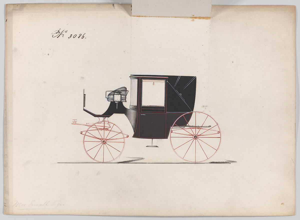 Landaulet #3086, Brewster &amp; Co. (American, New York), Pen and black ink, watercolor and gouache