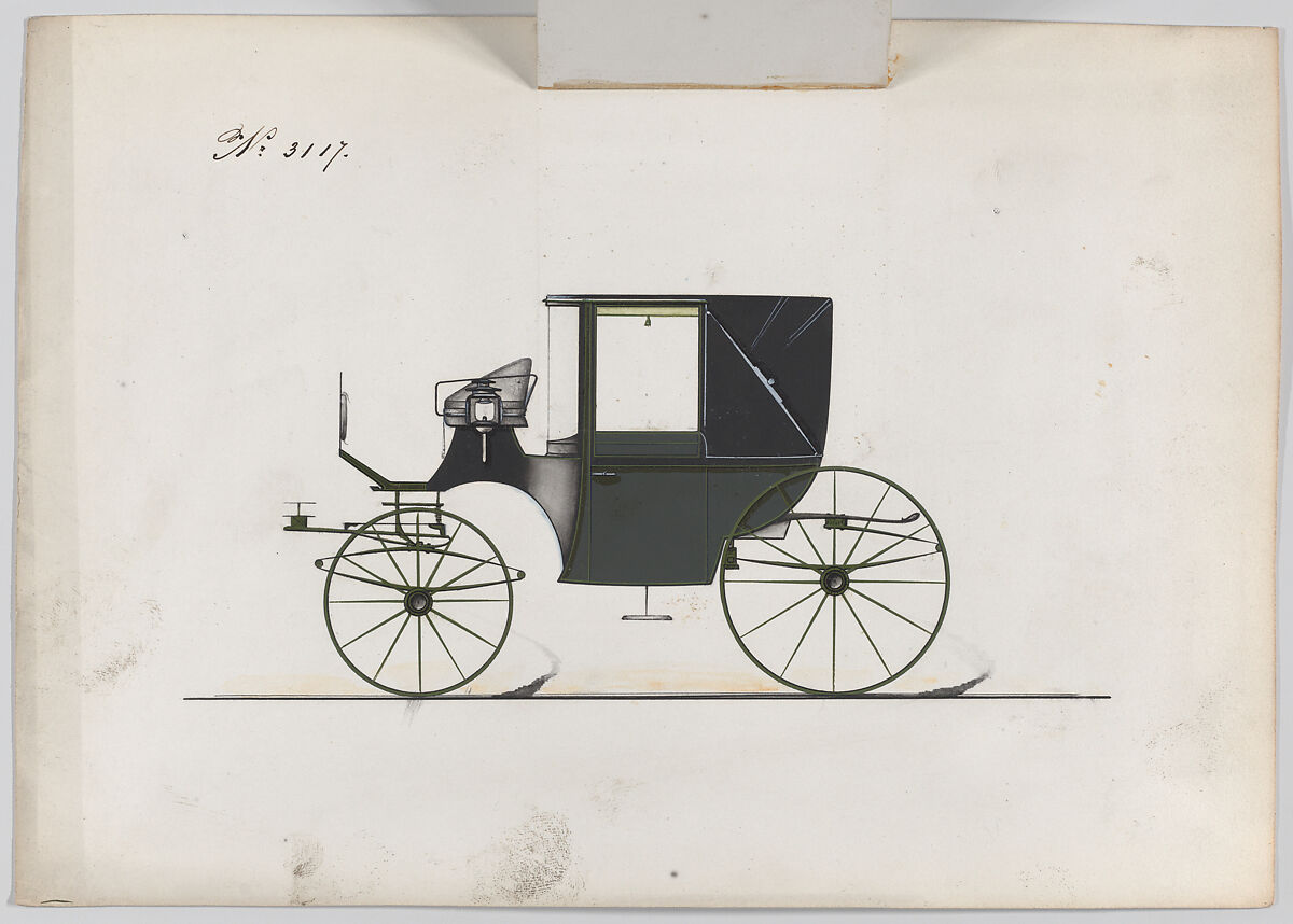 Landaulet #3117, Brewster &amp; Co. (American, New York), Pen and black ink, watercolor and gouache with gum arabic