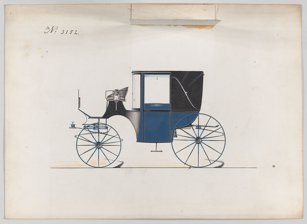 Landaulet #3152, Brewster &amp; Co. (American, New York), Pen and black ink, watercolor and gouache with metallic ink