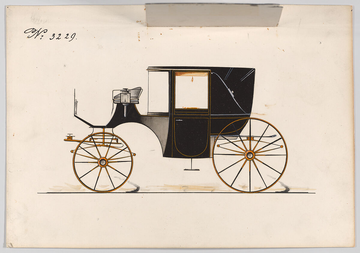 Landaulet #3229, Brewster &amp; Co. (American, New York), Pen and black ink, watercolor and gouache with gum arabic