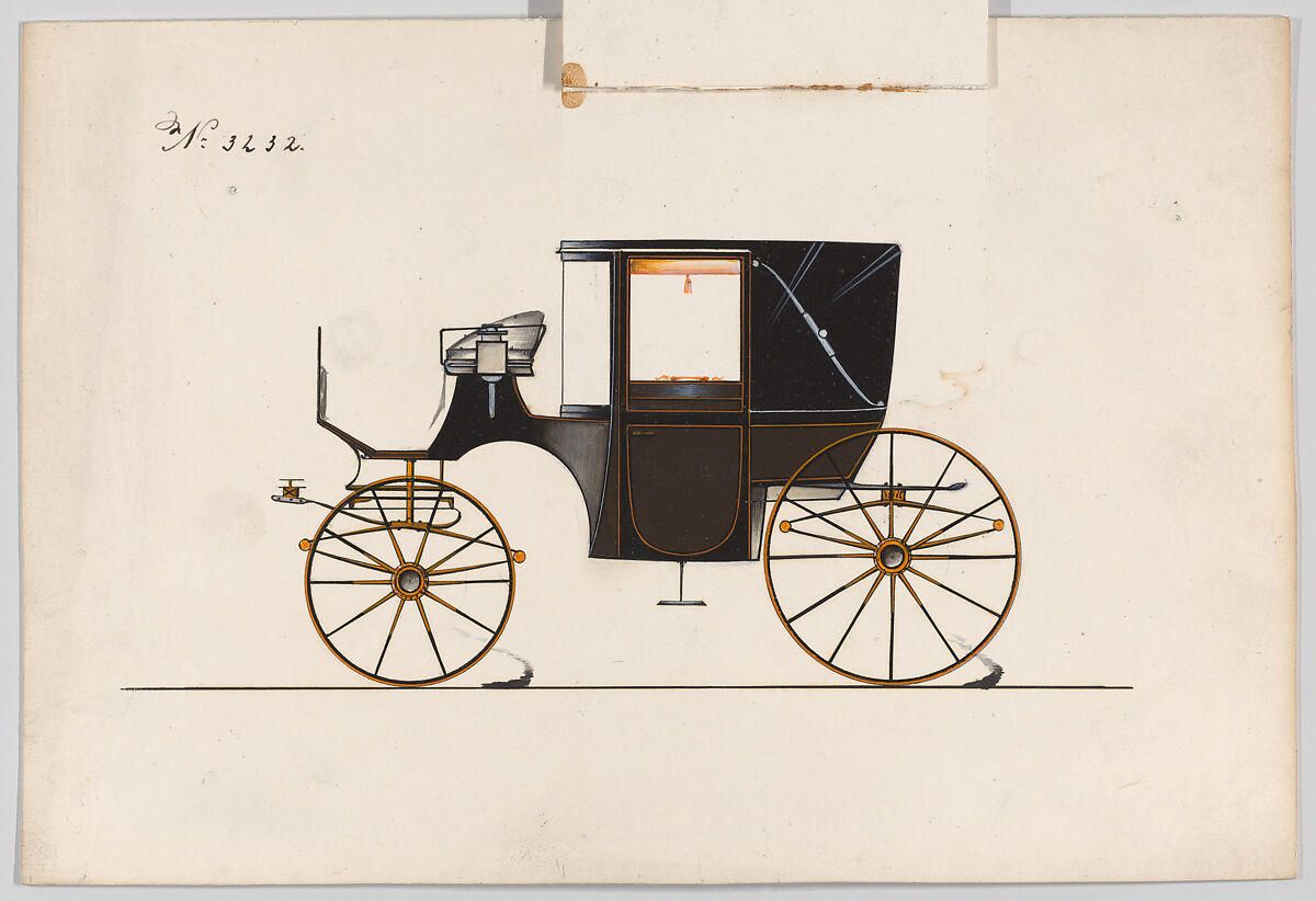 Landaulet #3232, Brewster &amp; Co. (American, New York), Pen and black ink, watercolor and gouache with gum arabic